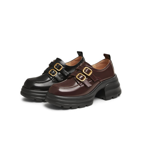 天美意2025春新款厚底百搭小个子一脚蹬通勤女乐福鞋KE047AA5