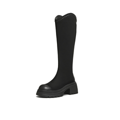 天美意2025冬新款商场同款高直筒显瘦百搭厚底女骑士靴BL641DG5