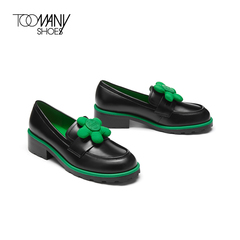 Toomanyshoes女鞋2022秋季新款焦绿拜拜emoji联名系列花朵乐福鞋
