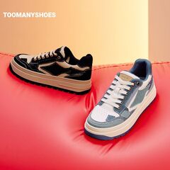 Toomanyshoes女鞋2024新款牛仔补丁休闲运动鞋不撞款厚底复古板鞋