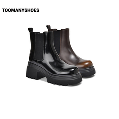 Toomanyshoes靴子2024秋冬新款公路旅行厚底增高烟筒靴切尔西短靴