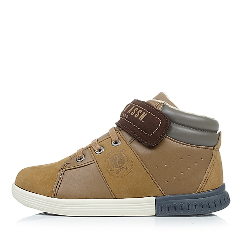U.S.POLO ASSN./美国马球协会春秋季驼色牛皮男中童皮鞋满帮鞋L50142