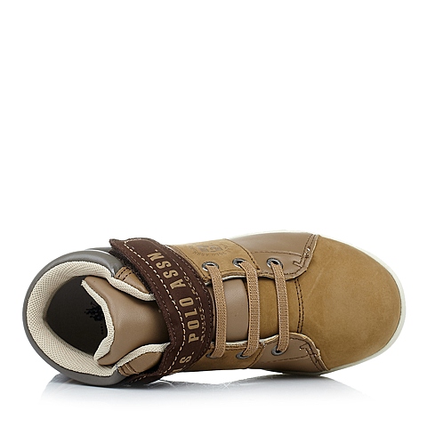 U.S.POLO ASSN./美国马球协会春秋季驼色牛皮男中童皮鞋满帮鞋L50142