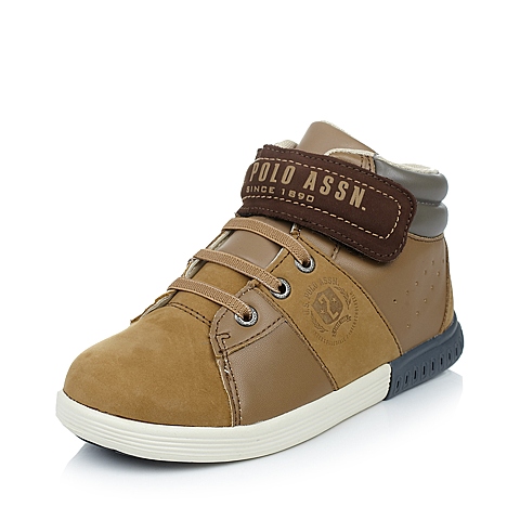 U.S.POLO ASSN./美国马球协会春秋季驼色牛皮男中童皮鞋满帮鞋L50142