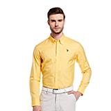 us polo 美国马球协会新款男装纯棉长袖衬衫纯色商务衬衫 黄色 U002HE