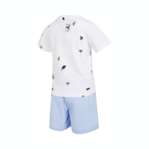 adidas kids阿迪达斯小童2023女小童LG SS TEE SET短袖针织套服IN3265