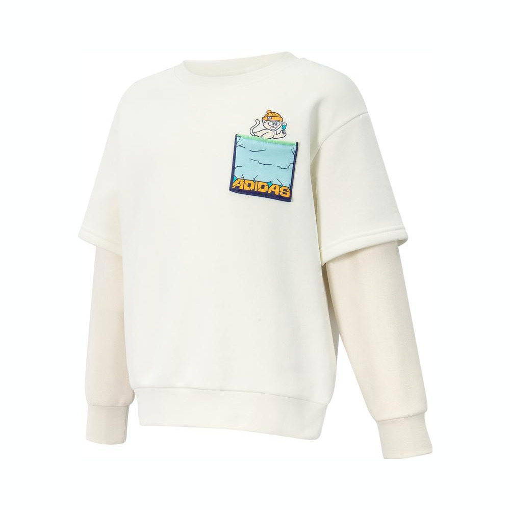 adidas阿迪达斯2024女小童LK KN CREW针织圆领套衫JJ4957