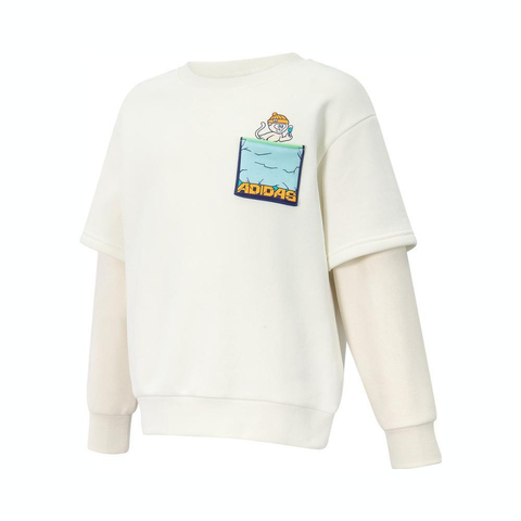 adidas阿迪达斯2024女小童LK KN CREW针织圆领套衫JJ4957