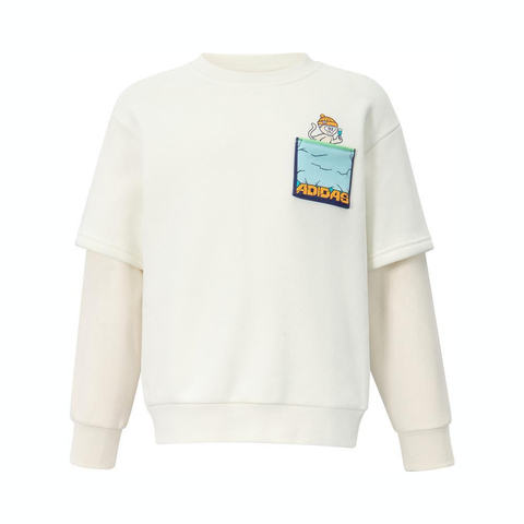 adidas阿迪达斯2024女小童LK KN CREW针织圆领套衫JJ4957