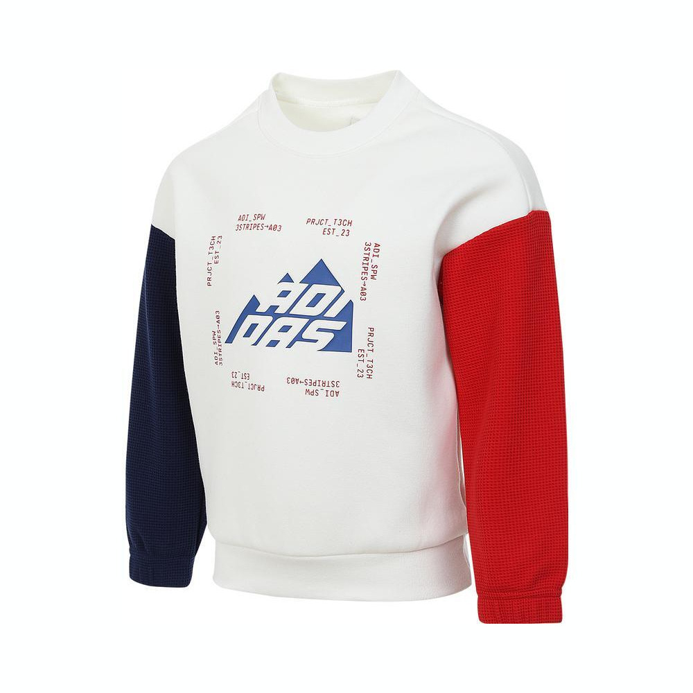 adidas kids阿迪达斯小童2024男小童LK WARM CREW针织无帽卫衣JI6189