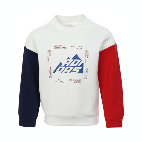 adidas kids阿迪达斯小童2024男小童LK WARM CREW针织无帽卫衣JI6189