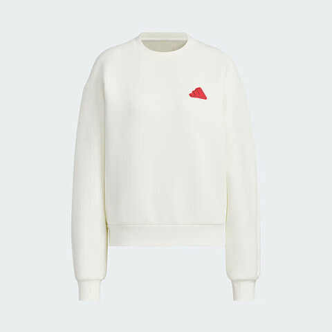 adidas阿迪达斯2024女子CW CREW针织无帽卫衣JZ1641