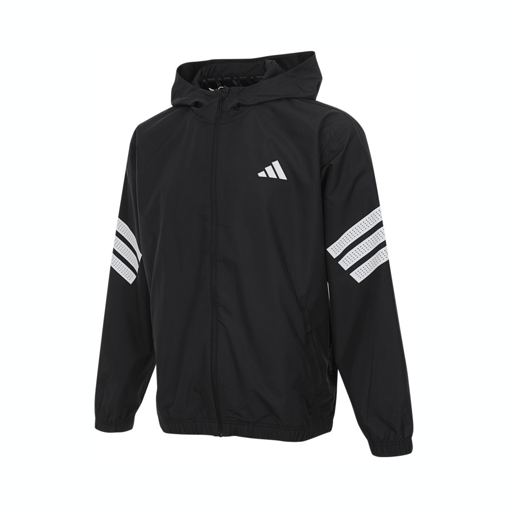 adidas阿迪达斯2025男子GYM+3S WNDBREAK梭织连帽外套JM6753