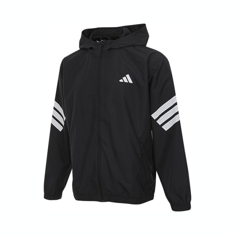 adidas阿迪达斯2025男子GYM+3S WNDBREAK梭织连帽外套JM6753