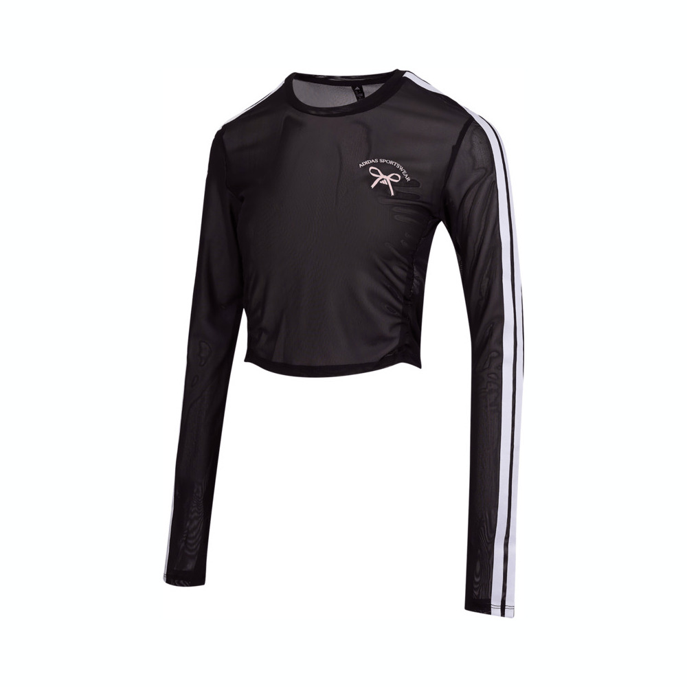 adidas阿迪达斯2025女子DANCE LS TEE针织无领长TJY7655