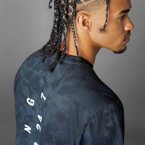 adidas阿迪达斯2025男子POWER AOP TEE针织无领短TJP3340