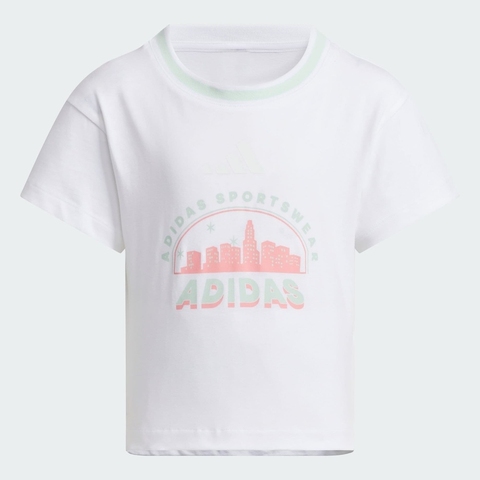 adidas kids阿迪达斯小童2025女小童LG GFX SS TEE针织无领短TJL7575