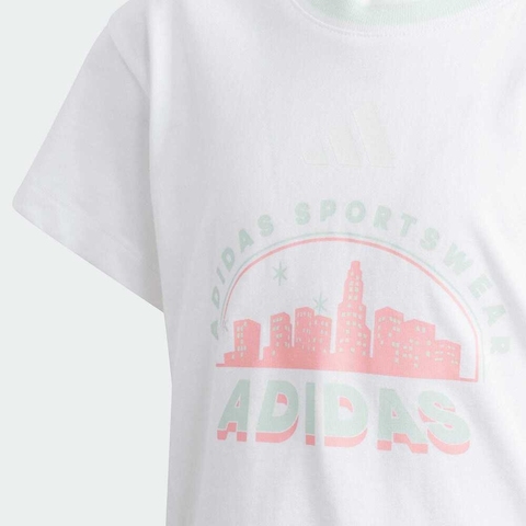 adidas kids阿迪达斯小童2025女小童LG GFX SS TEE针织无领短TJL7575
