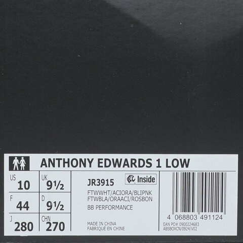 adidas阿迪达斯2025中性ANTHONY EDWARDS 1 LOW篮球常规JR3915