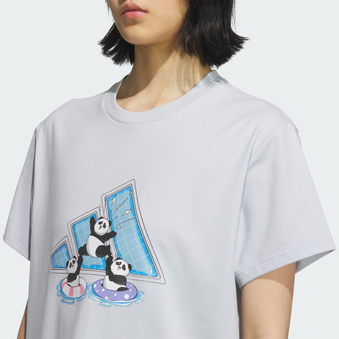 adidas阿迪达斯2025女子W LOGO TEE针织无领短TKC0971