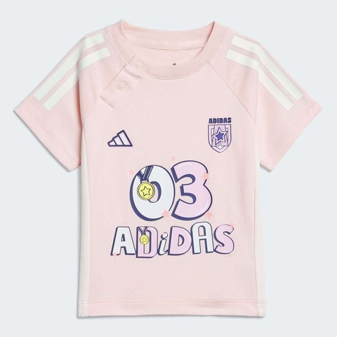 adidas阿迪达斯2025女婴童IN 3/4 PNT SET短袖套服JM3418