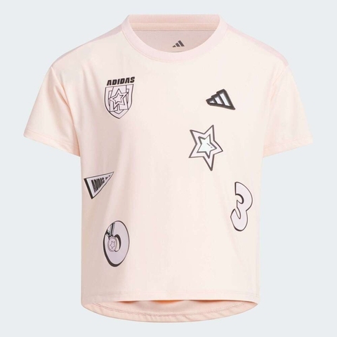 adidas阿迪达斯2025女小童LG SS TEE针织无领短TJM3437