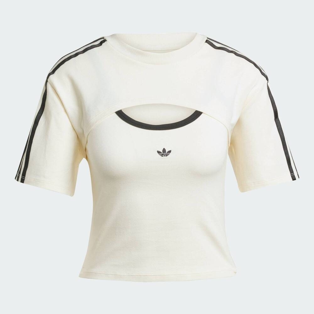 adidas Originals阿迪三叶草2025女子CUT-OUT TEE针织无领短TJJ3090