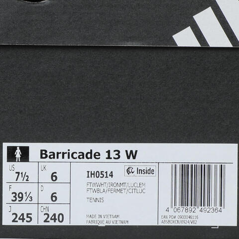 adidas阿迪达斯2025女子Barricade 13 W网球常规IH0514