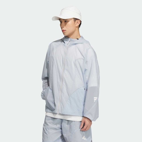 adidas阿迪达斯2025男子FUSTL WV JKT2梭织连帽外套JZ8714