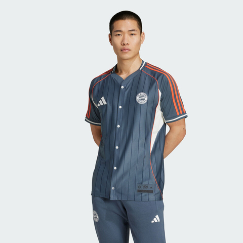 adidas阿迪达斯2025男子FCB US SHIRT针织无领短TJM9435