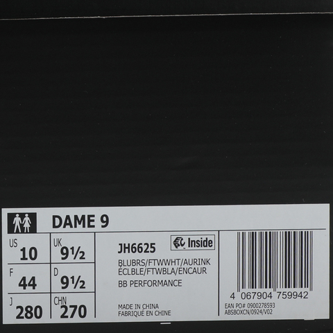adidas阿迪达斯2025中性DAME 9篮球常规JH6625