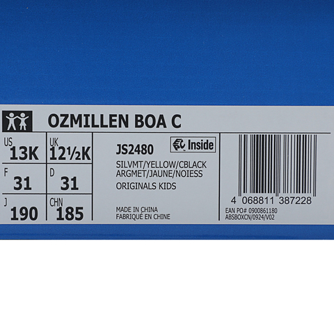 adidas阿迪达斯2025男小童OZMILLEN BOA C三叶草童装JS2480