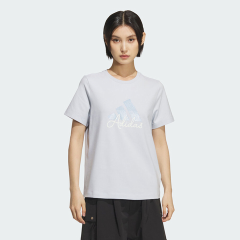 adidas阿迪达斯2025女子W LOGO GFX TEE针织无领短TKF2678