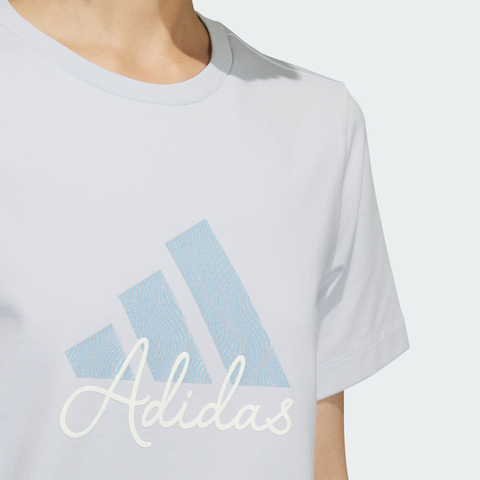 adidas阿迪达斯2025女子W LOGO GFX TEE针织无领短TKF2678
