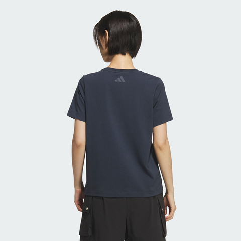 adidas阿迪达斯2025女子W LOGO GFX TEE针织无领短TKF2679