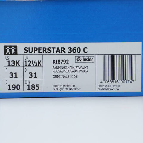 adidas阿迪达斯2025女小童SUPERSTAR 360 C三叶草童装KI8792