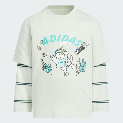 adidas阿迪达斯2025男小童LK GFX LL TEE针织无领长TKC2789