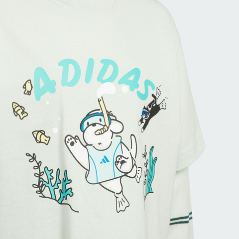 adidas阿迪达斯2025男小童LK GFX LL TEE针织无领长TKC2789