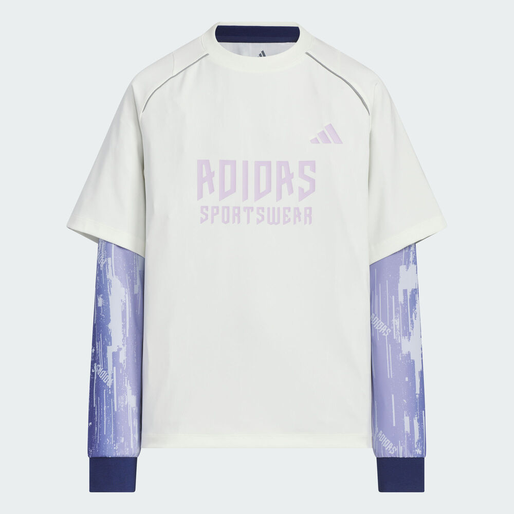 adidas阿迪达斯2025女大童JK BTS 2IN1 TEE针织无领长TKC2549