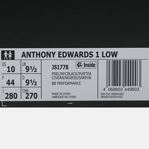 adidas阿迪达斯2025中性ANTHONY EDWARDS 1 LOW篮球常规JS1778