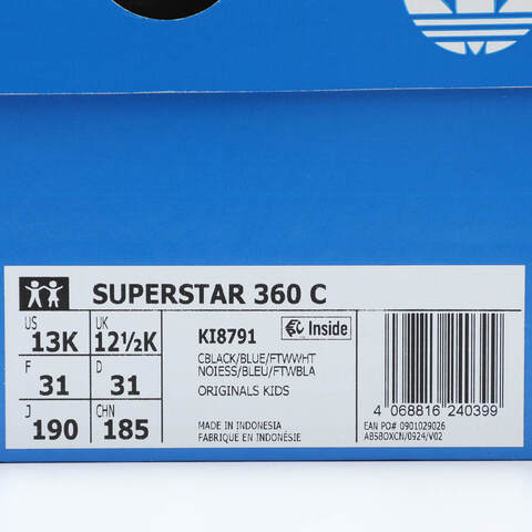 adidas阿迪达斯2025男小童SUPERSTAR 360 C三叶草童装KI8791