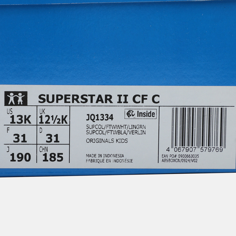 adidas阿迪达斯2025男小童SUPERSTAR II CF C三叶草童装JQ1334