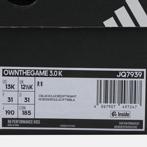 adidas阿迪达斯2025男小童OWNTHEGAME 3.0 K篮球常规JQ7939