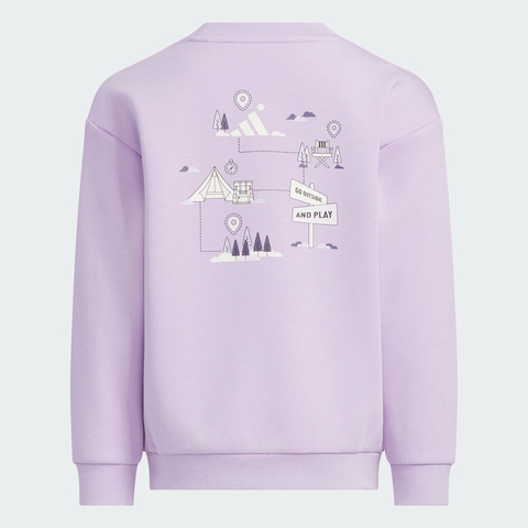 adidas阿迪达斯2025女小童LK KN CREW针织无帽卫衣KC5336