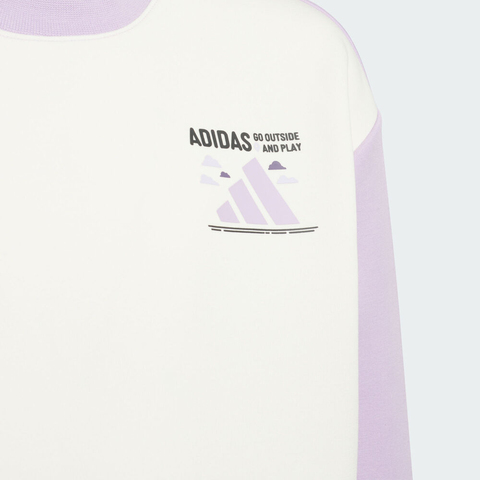 adidas阿迪达斯2025女小童LK KN CREW针织无帽卫衣KC5336