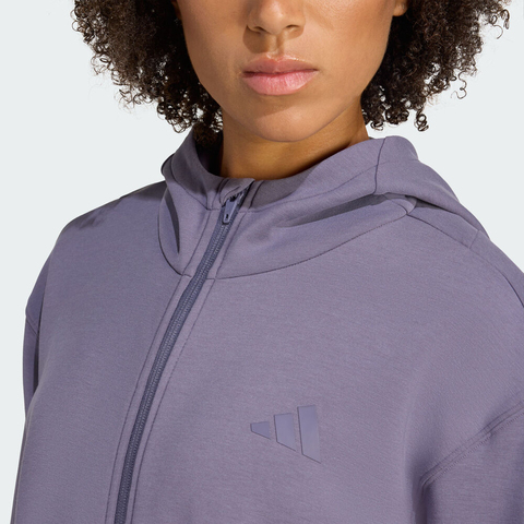 adidas阿迪达斯2025女子D4T FZ HOODIE针织连帽外套JX7310