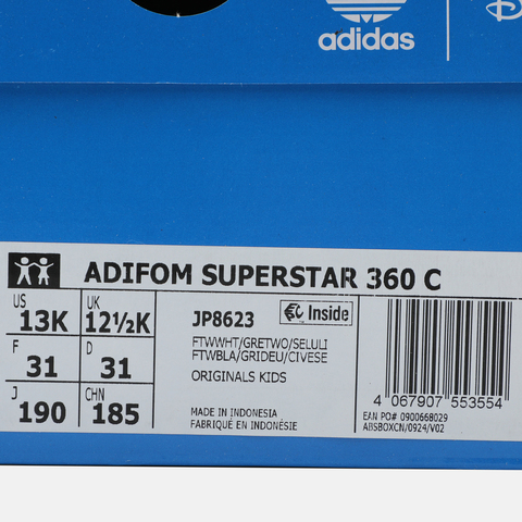 adidas阿迪达斯2025男小童ADIFOM SUPERSTAR 360 C三叶草童装JP8623