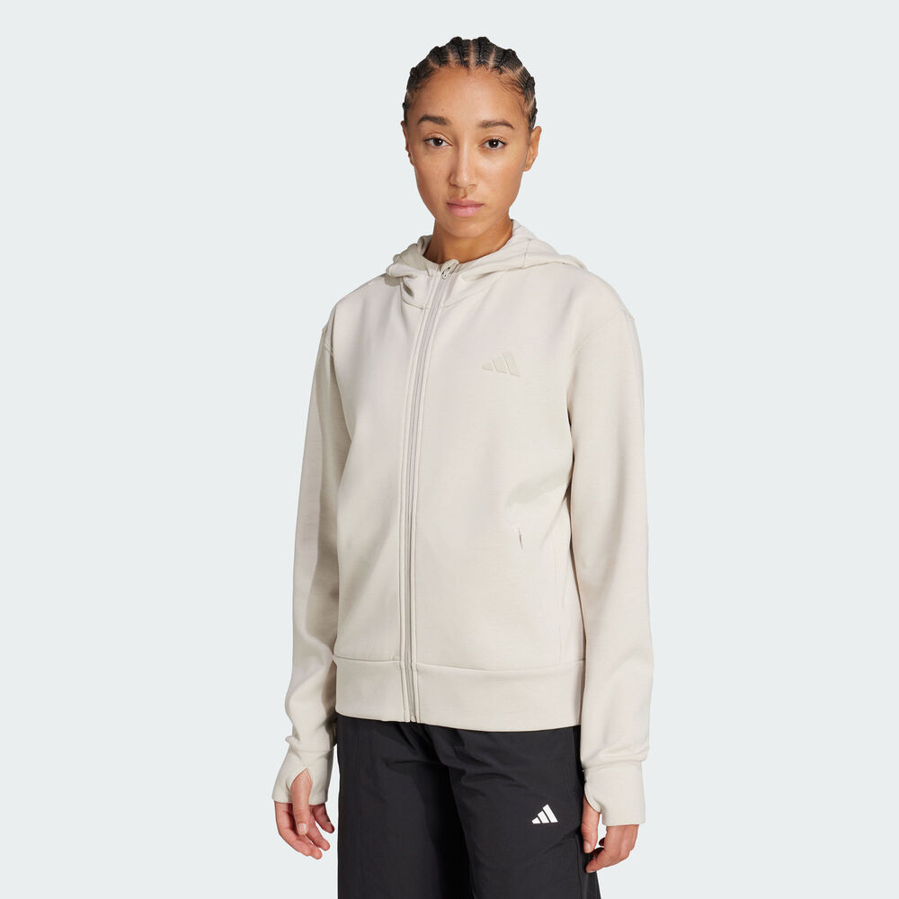 adidas阿迪达斯2025女子D4T FZ HOODIE针织连帽外套JX7318