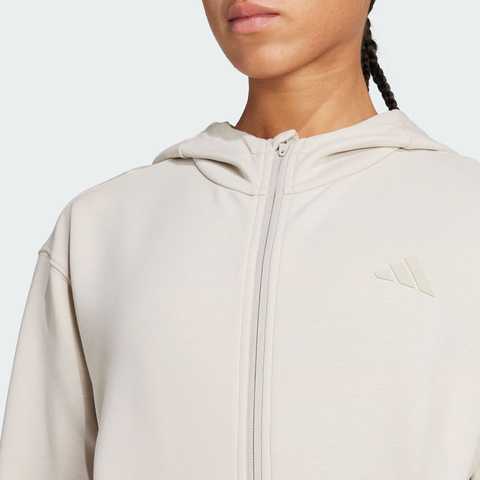 adidas阿迪达斯2025女子D4T FZ HOODIE针织连帽外套JX7318