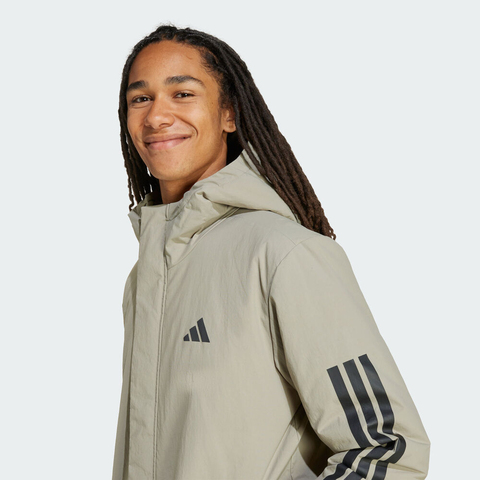 adidas阿迪达斯2025男子3S HOODED INS J厚棉服JY8305